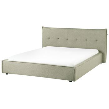 Cama Con Somier Tapicería De Tela Patas Negras Con Cabecero Y Somier Dormitorio Verde 160 X 200 Cm Lestre