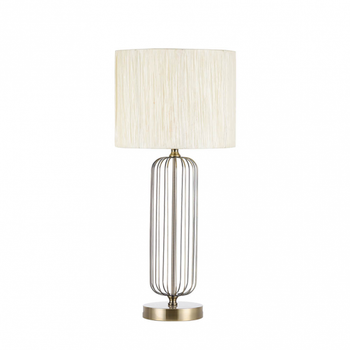 Sobremesa mansonia 1xe27 cuero c/pant beis 66x30x30 cm