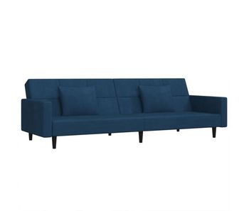Sofá cama - sofá convertible de 2 plazas con dos almohadas terciopelo azul