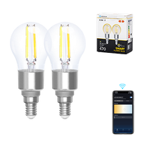 aigostar bombilla inteligente alexa bombilla led e14 vintage g45 transparente tipo globo 45w 470lm regulable calida a fria 2700k a 6500k compatible con alexa y google home 2 pcs