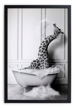 Cuadro con marco negro 40x30 baño de jirafa
