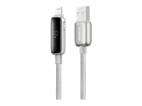 cable usb - baseus vipow a lightning 200 cm 24a con pantalla de nivel bateria ultrarresistente carga rapida galaxy natural titanium
