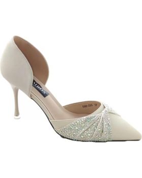 de TIMBOS ZAPATOS 126648 COLOR MATERIAL RASO ZAPATO TACON MUJER BEIGE