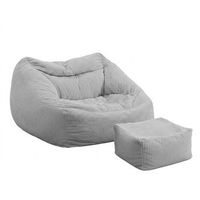 puff cozy con taburete - gris claro
