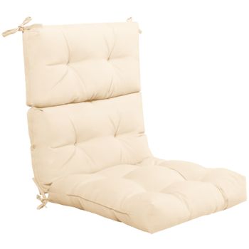 Costway Cojín para Silla de Respaldo Alto con Cinturones Antideslizantes Engrosada Poliéster Transpirable Interior Exterior Beige