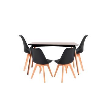 Conjunto Mesa Tower Rectangular 120 X 80 Cm Negra Y Pack 4 Sillas Synk Basic - Negro