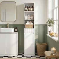 armario alto de bano de melamina homcom 33x30x172cm-blanco