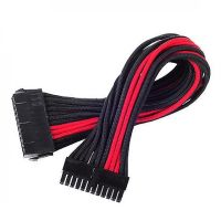silverston pp07-mbbr cable extensor de alimentacion 24 pin machohembra 30cm negrorojo