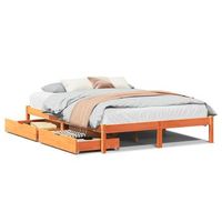 cama de matrimonio  cama de adulto  cama sin colchon madera maciza de pino marron cera 140x200 cm