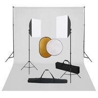 kit de estudio fotografico con luces softbox fondo y reflector vidaxl
