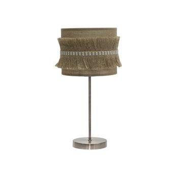 FABRILAMP Sobremesa Pequeña Modelo Kala Cuero con Pantalla De Flecos