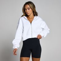 sudadera corta con capucha y cremallera integral basics para mujer de mp - blanco - xs