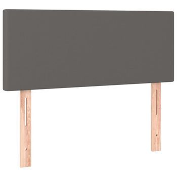 Cabecero Cama Mueble De Dormitorio Con Led Cuero Sintético 100 X 5 X 78/88 Cm Gris M02_0000242