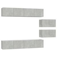 set de 6 uds muebles tv  mueble de salon  armario tv madera contrachapada gris hormigon