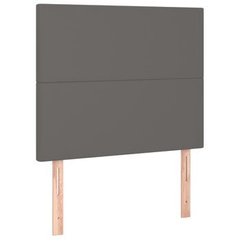 Cabecero Cama Mueble De Dormitorio Con Luces Led Cuero Sintético 80 X 5 X 118/128 Cm Gris M02_0002180