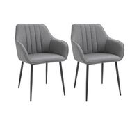homcom pack de 2 sillas de comedor sillas de cocina modernas con asiento acolchado y tapizado respaldo curvo reposabrazos patas de metal para salon gris oscuro