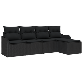 Juego De Sofás De Jardín De 5 Uds Con Cojines Negro Poliratán Cfw490765
