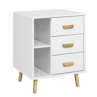 sobuy fbt95-w mesita de noche con 3 cajones y 3 estantes mesa auxiliar mesita para salon comedor blanco l48xp40xh60 cm es