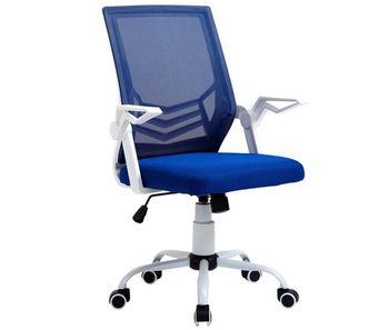 Vinsetto silla de oficina ergonómica silla escritorio giratoria con altura ajustable reposabrazos abatible soporte lumbar transpirable para adolescentes adultos 62,5x55x94-104 cm azul