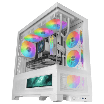 CAJA ATX SEMITORRE MARS GAMING MCLCDX BLANCO CRISTAL TEMPLADO CONTINUO LCD GPU 425mm 3x2.5 o 3x3.5