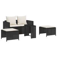 set de muebles de jardin 5 uds  conjunto de comedor  conjunto de descanso y cojines apilables negro