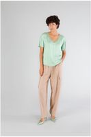blusa oversize de raso en v en raso clover m