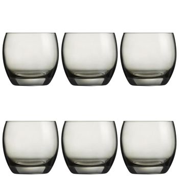 Juego de 6 vasos bajos vidrio gris 32 cl