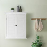 armario de pared para bano de mdf blanco con puerta estilo persiana