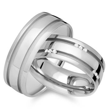 Alianzas 18 quilates oro blanco 24 diamantes