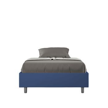 Cama Con Almacenaje Acolchada Sin Cabecero 120x200 Cuero Sintético Azul Azelia