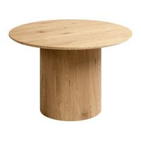 mesa minimalista con tablero redondo r 120 cm marron claro sheho