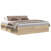 cama doble  cama para adultos  estructura de cama roble sonoma 200x200 cm