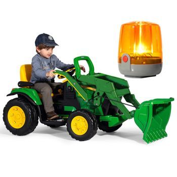 Tractor Eléctrico John Deere Con Pala + Luz De Gálibo (regalo) Peg Perego- Tractor Eléctrico Infantil +3 Años Con Pala Delantera, Batería De 12v, Luz De Gálibo, Radio Fm,.2 Motores 165w