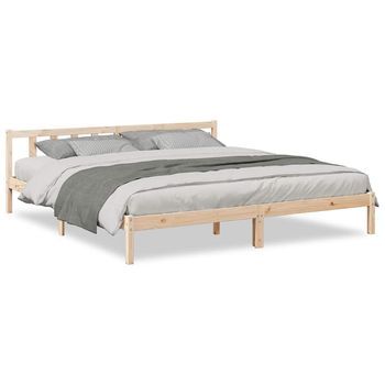 Cama De Matrimonio | Cama De Adulto | Cama Extralarga Sin Colchón Madera Maciza De Pino 200x210 Cm