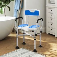 silla de ducha de hdpe aluminio homcom 53x415x83-915 cm azul