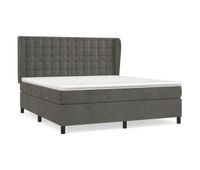 cama box spring con colchon terciopelo gris oscuro 160x200 cm botones