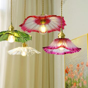 Luces colgantes Vintage, lámparas colgantes de cristal de flores, iluminación de decoración del hogar, sala de estar, dormitorio, mesita de noche, accesorio de iluminación para tienda interior