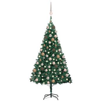 Árbol De Navidad Preiluminado Con Luces Y Bolas Verde 180 Cm Vidaxl