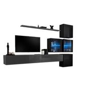 conjunto de muebles de salon switch xix diseno color gris y negro brillante