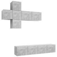 set de muebles de salon 7 piezas  mueble tv  gabinete de tv madera ingenieria gris hormigon