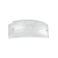 aplique nereide 35x14cm en cristal satinado serigrafiado blanco 2xe14 aplique moderno con base cromada ip20 max 2x28w