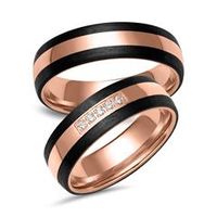 alianzas de oro rosa y carbono con 5 diamantes
