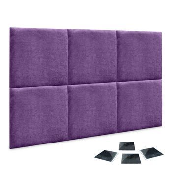 Dhome Juego De 6 Paneles Tapizados De Tela Autoadhesivos Para Pared Acústicos Absorbentes Protección Impactos Cabeceros (lila, 60x60cm, X6)
