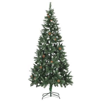 Árbol De Navidad | Decoraciones De Navidad Artificial Con Piñas Y Brillo Blanco 210 Cm