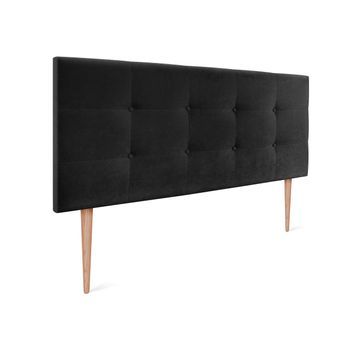 Cabecero De Tela Aqualine Capitoné 145x115cm Con Patas Camas 135/140 - Negro