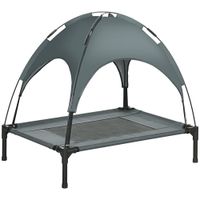 pawhut cama elevada portatil para mascotas con toldo extraible tela transpirable ideal para uso al aire libre 76x61x76 cm gris   aosom espana