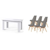 pack mesa fija de comedor o cocina blanco  6 sillas nordic gris