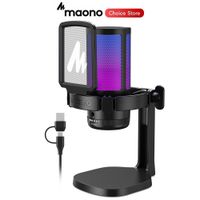 microfono para juegos maono dgm20 para pc microfono de condensador usb rgb - microfono con reduccion de ruido y ganancia ajustable para grabacion streaming y juegos
