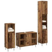 juego de muebles de bano  armario de bano con estante 3 piezas madera vieja