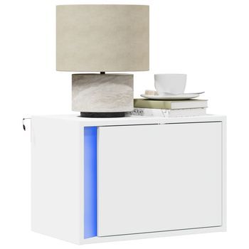 Mesita De Noche De Pared - Mueble Para Dormitorio - Madera De Ingeniería - Blanco (50x31x35cm)
